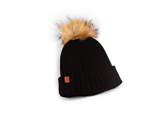 black pom pom beanie