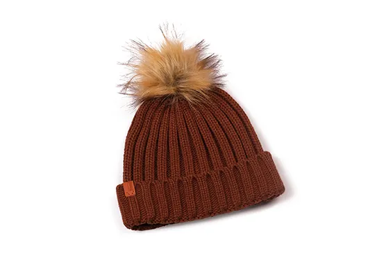 brown pom pom beanie