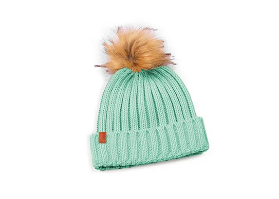 green pom pom beanie