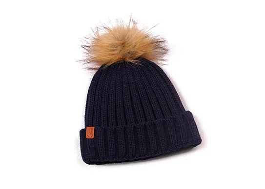 navy pom pom beanie