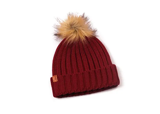 wine pom pom beanie