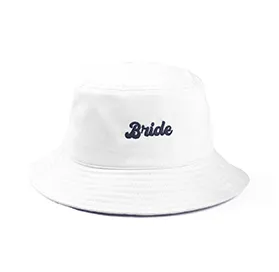 white embroidery bcuket hat