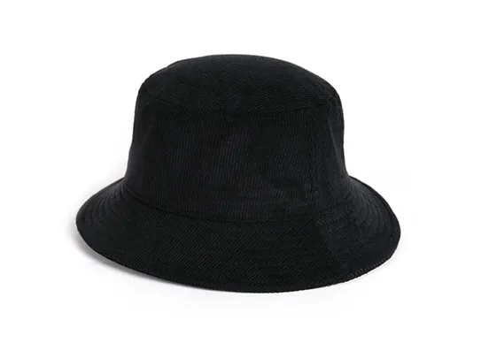 black corduroy bucket hat