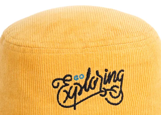 corduroy bucket hat embroidery logo