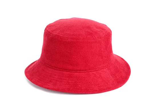 red corduroy bucket hat