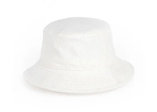 white corduroy bucket hat