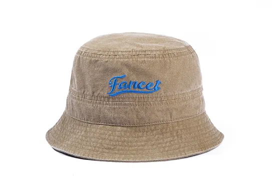 beige washed bucket hat