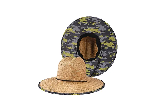 camo under brim straw hat