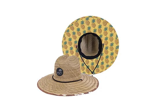 Custom Straw Lifeguard Hats with Patch Logo Printed Under Brim Wholesale Foremost