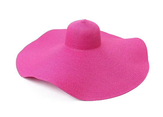 Wholesale Summer Hats - Wide Brim Garden Hats - Straw Lampshade Hat  Asymmetrical Brim - UPF 50 Hats