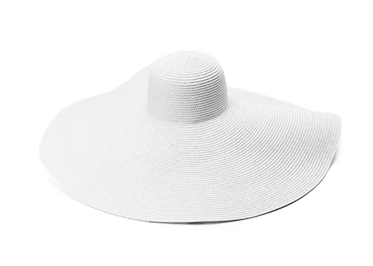 white floppy beach hat