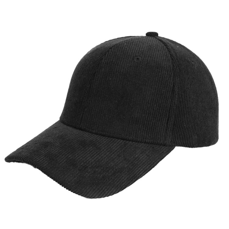black corduroy baseball cap