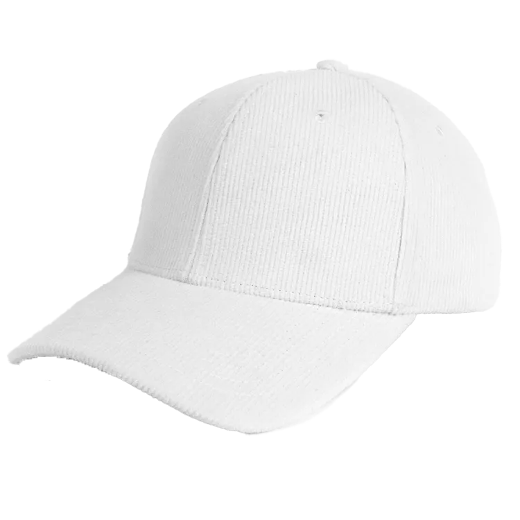 white corduroy baseball cap