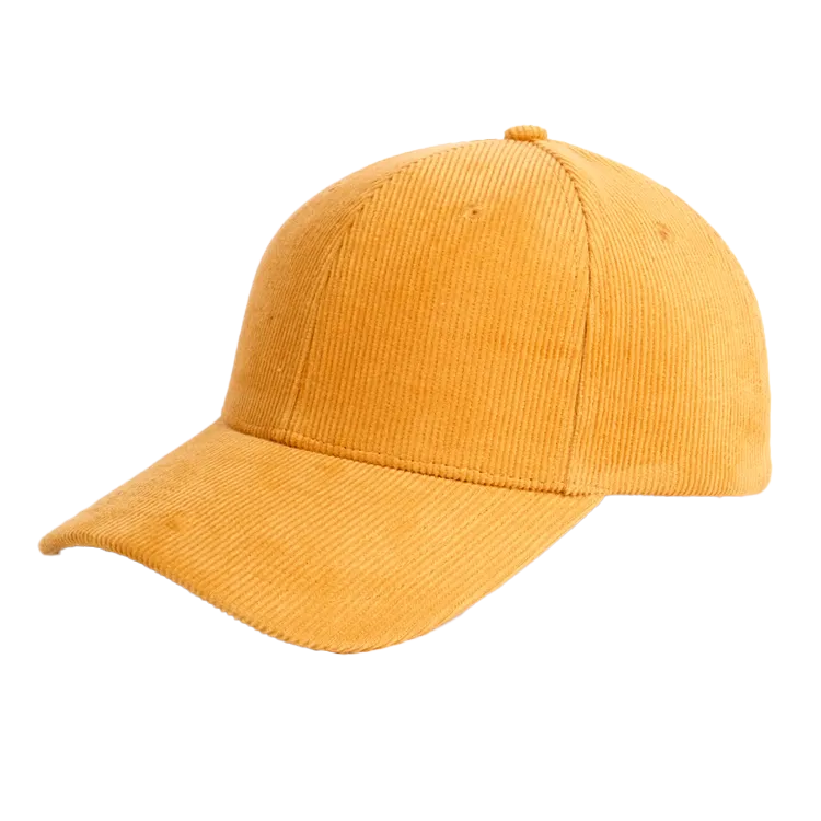 yellow corduroy baseball cap