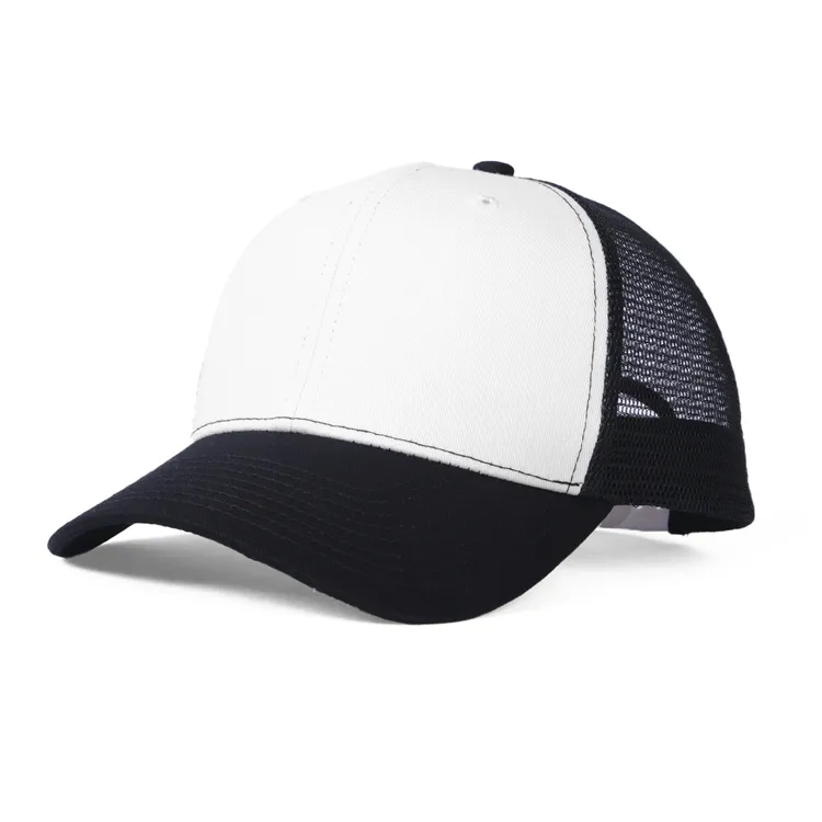 black and white cotton trucker hat