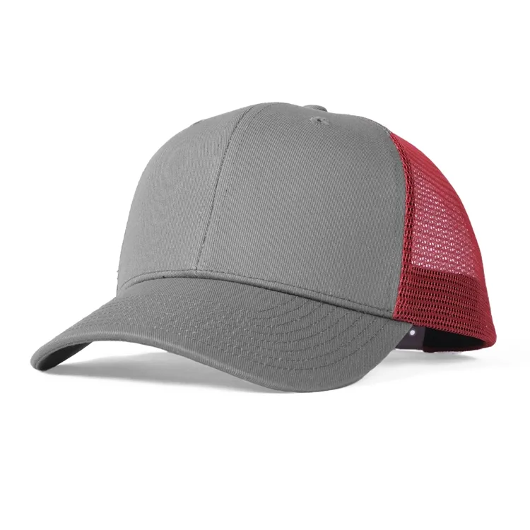 grey and red cotton trucker hat