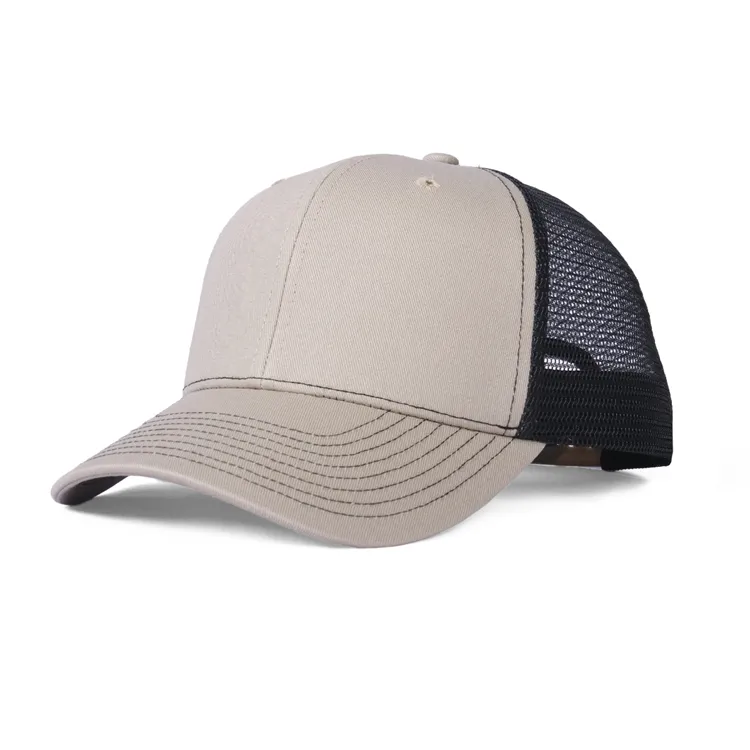 light brown and black cotton trucker hat