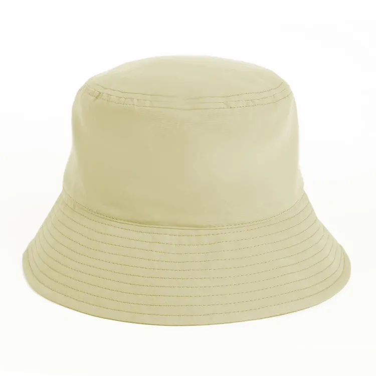 beige nylon bucket hat