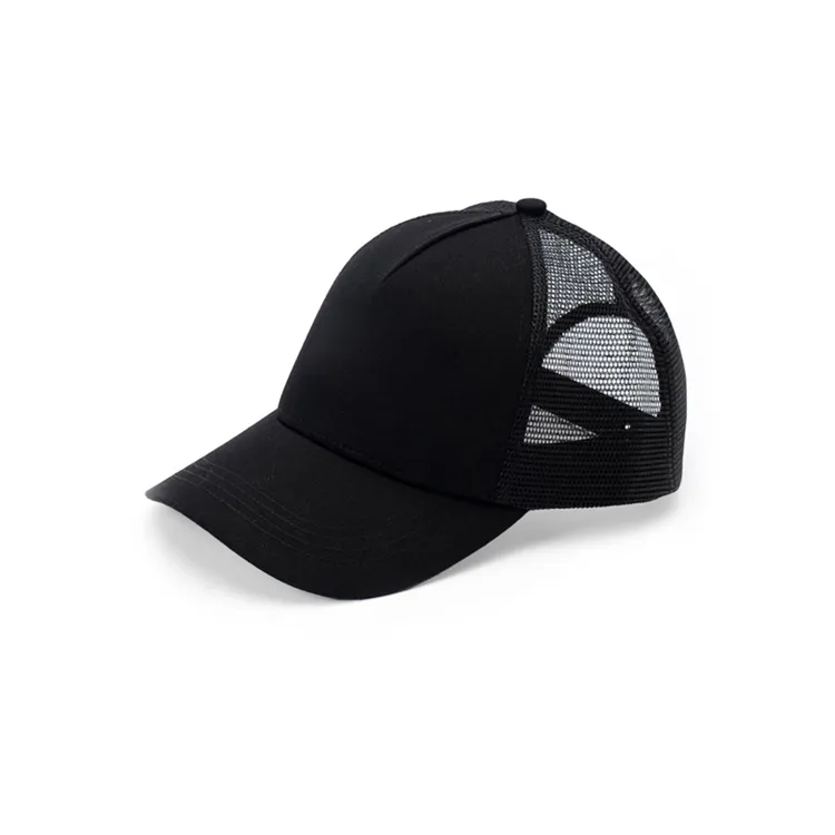 black 5 panel trucker hat