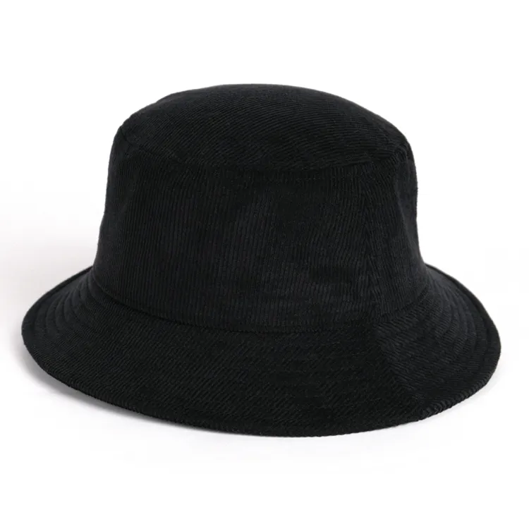 black corduroy bucket hat