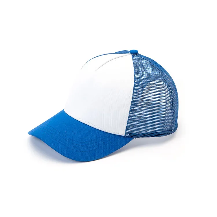 blue and white 5 panel trucker hat