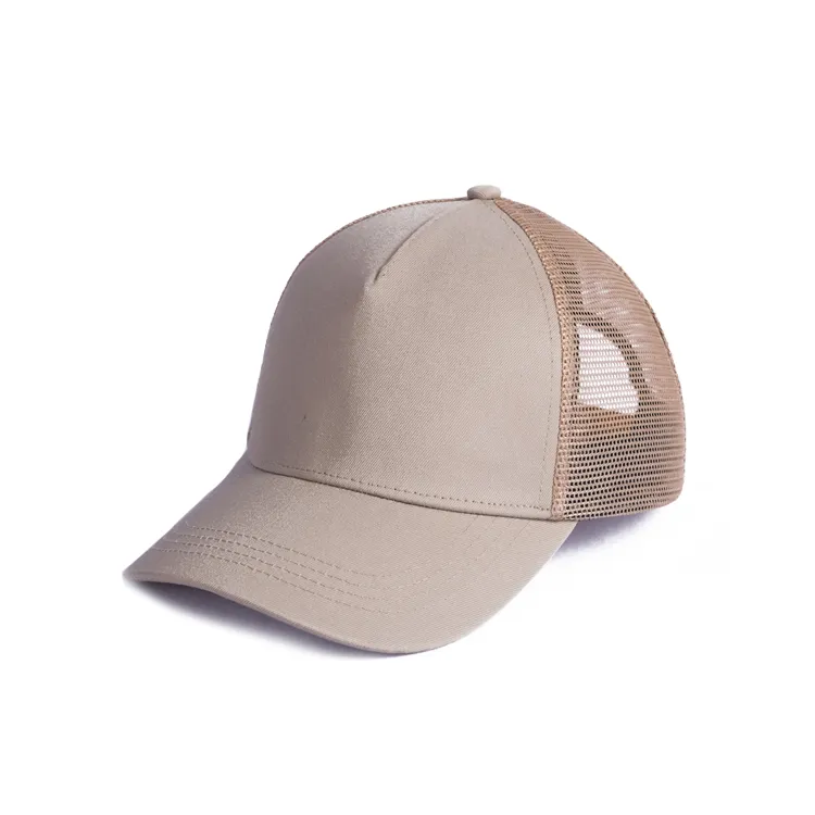 khaki 5 panel trucker hat