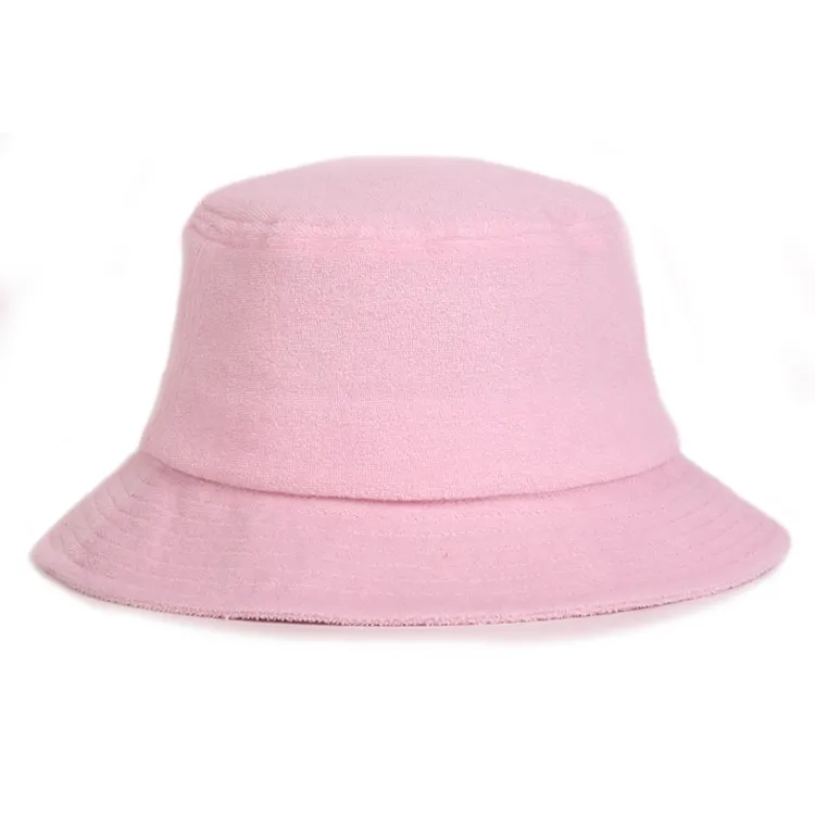 light pink terry bucket hat