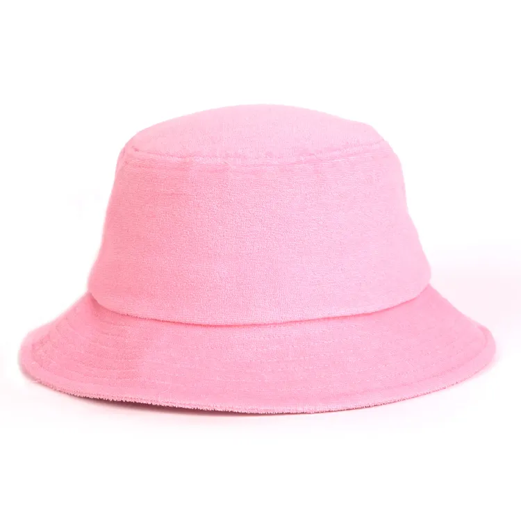 pink terry cloth bucket hat