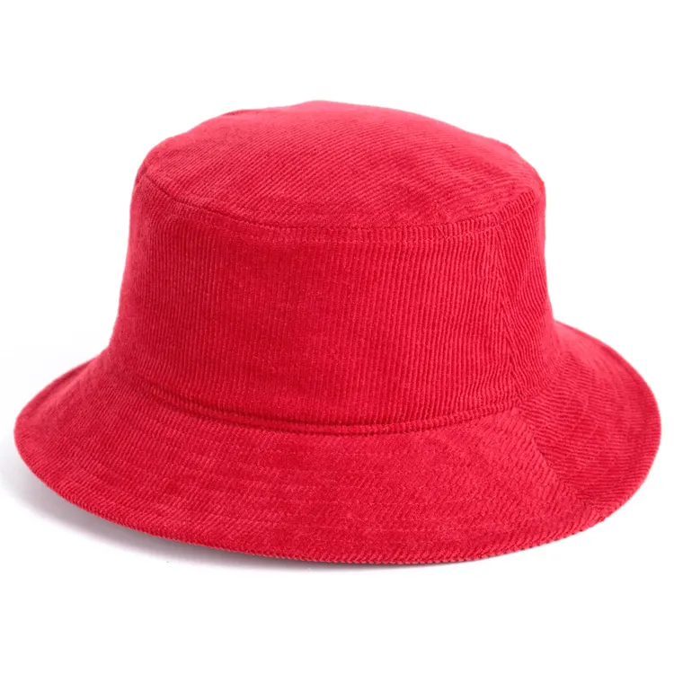 red corduroy bucket hat