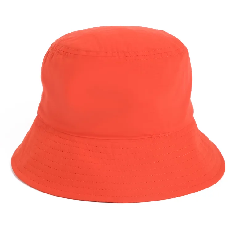 red nylon bucket hat