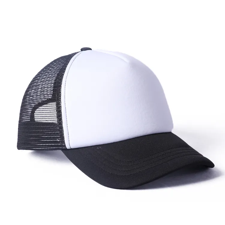 white and black trucker hat