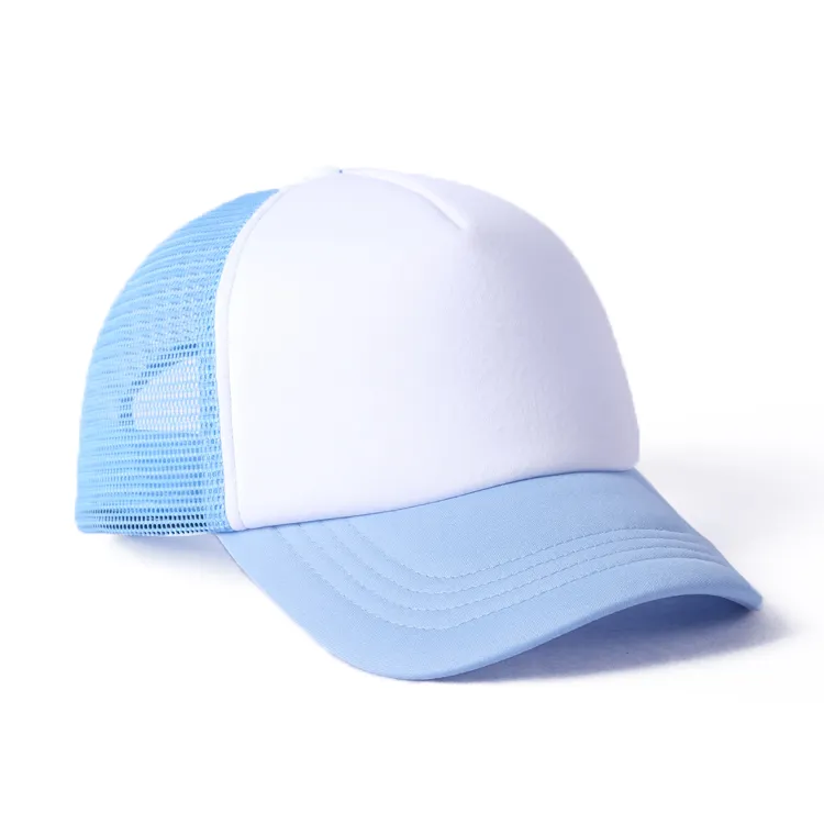 white and blue trucker hat