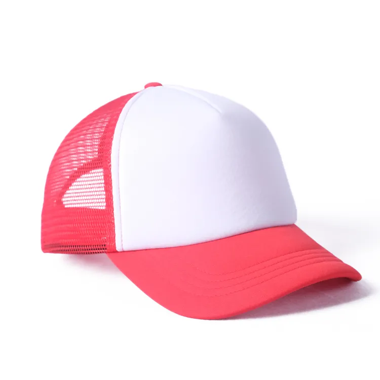 white and red trucker hat