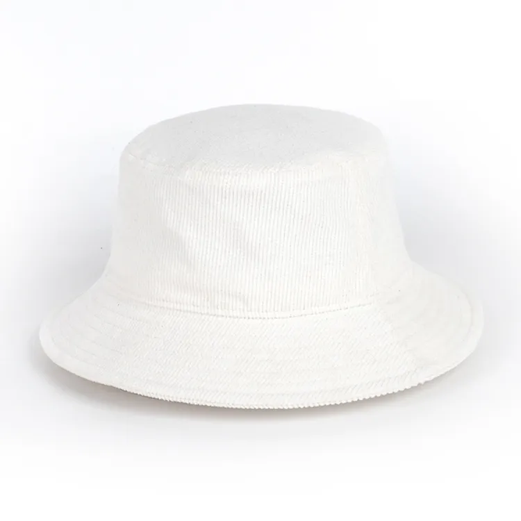 white corduroy bucket hat