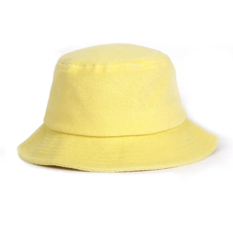 yellow terry cloth bucket hat