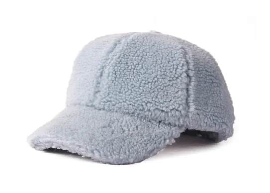 blue fuzzy baseball cap