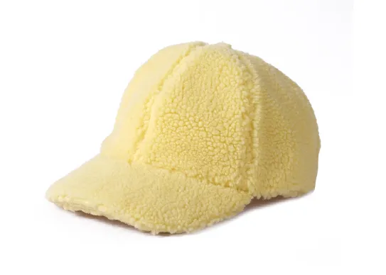 light yellow fuzzy baseball cap