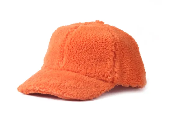 orange fuzzy baseball cap