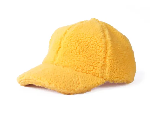 yellow fuzzy baseball cap