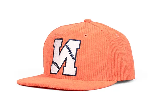 orange corduroy snapback hat