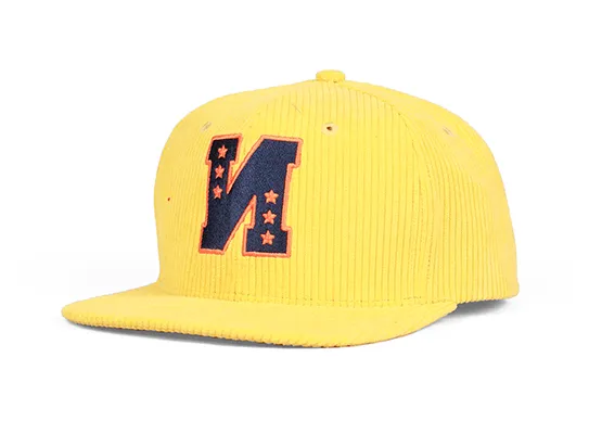 yellow corduroy snapback hat