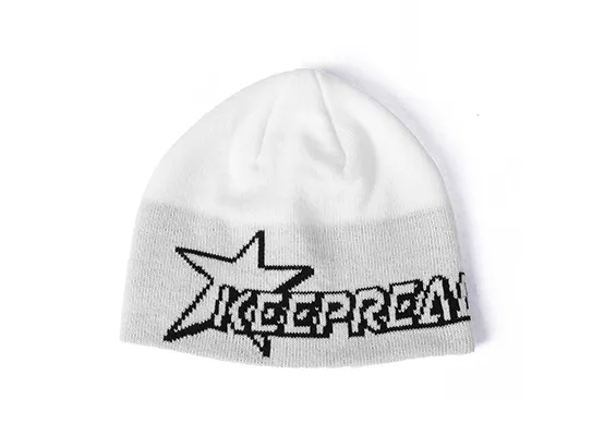 white jacquard beanie