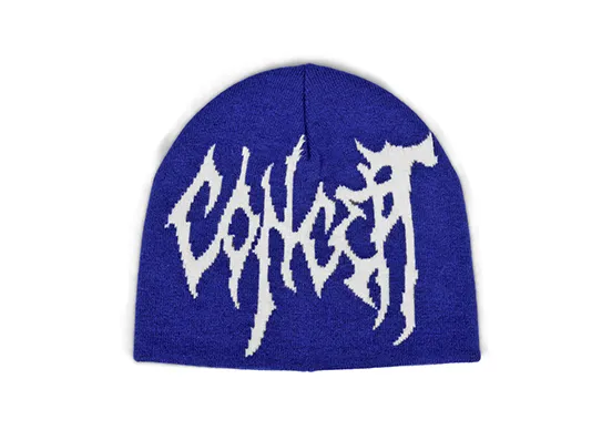 blue jacquard beanie