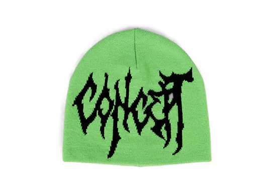 green jacquard beanie