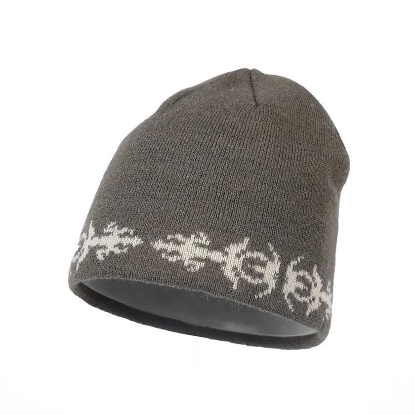 grey jacquard slouchy beanie