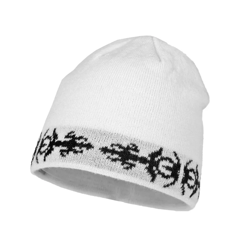 white jacquard slouchy beanie