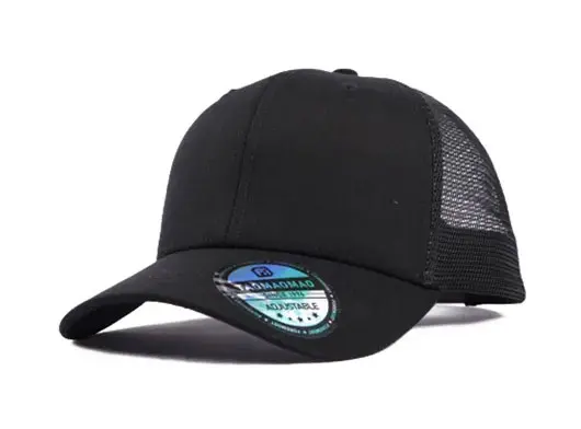 black 6 panel trucker cap