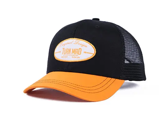 black and yellow trucker hat