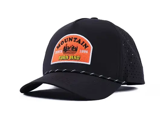 black rope trucker hat