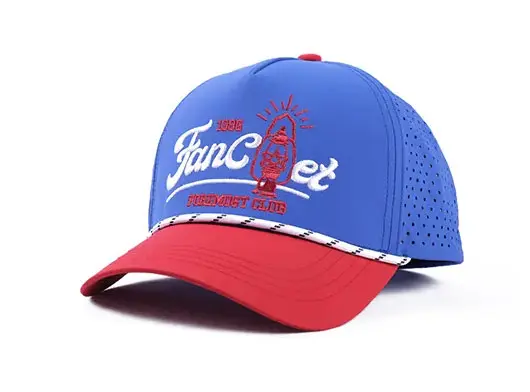 blue and red rope cap